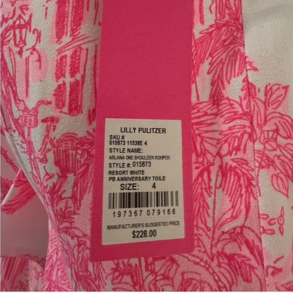 Lilly Pulitzer Pink and White One-Shoulder Romper